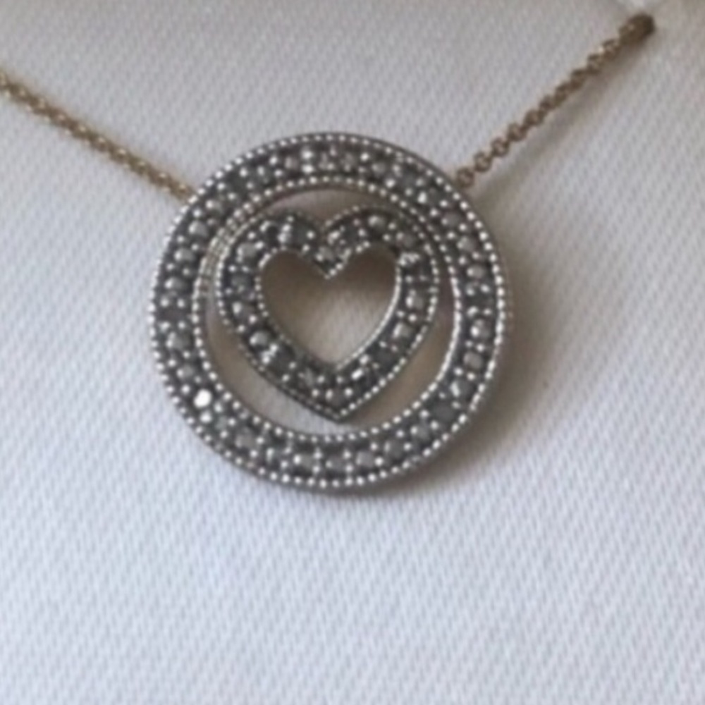 Diamond Sterling Silver Eternity Heart Pendant Necklace